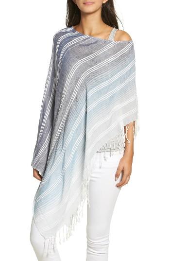 Women's Echo Textured Stripe Poncho, Size - Blue