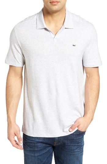 Men's Vineyard Vines Feeder Stripe Linen Blend Polo - Grey