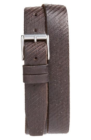 Men's John Varvatos Star Usa Textured Leather Belt - Chocolate