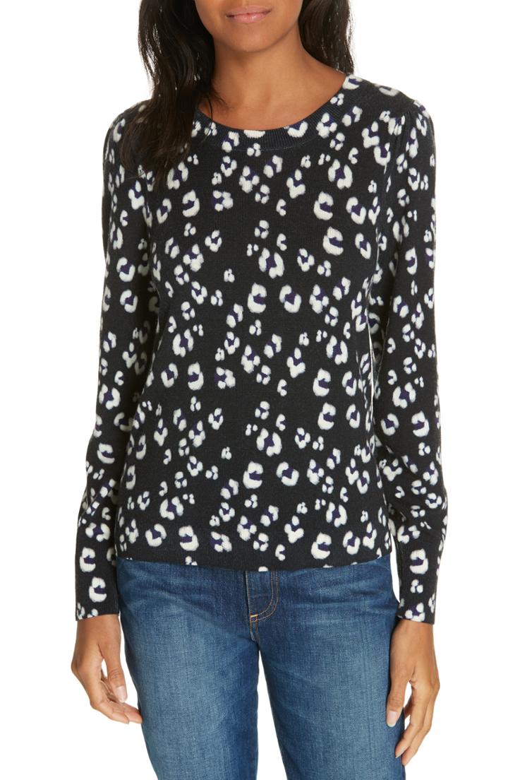 Women's Rebecca Taylor Cheetah Print Sweater - Black