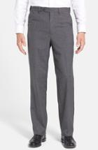 Men's Berle Self Sizer Waist Tropical Weight Flat Front Trousers X Unhemmed - Grey