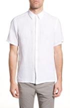 Men's Theory Irving Trim Fit Linen Short Sleeve Sport Shirt - White