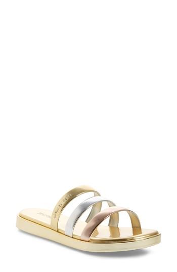 Women's Michael Michael Kors Keiko Triple-band Slide Sandal M - Metallic
