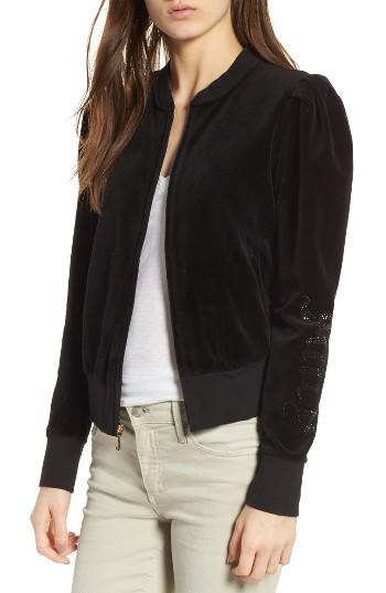 Women's Juicy Couture Puff Sleeve Velour Track Jacket - Black
