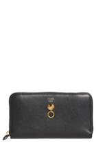 Women's Fendi Liberty Leather Zip Around Wallet - Black
