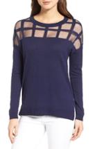 Women's Trouve Sheer Grid Yoke Sweater