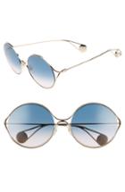 Women's Gucci 58mm Gradient Lens Round Sunglasses - Gold/ Turquoise/ Red