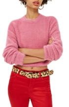 Women's Topshop Fluffy Crop Sweater Us (fits Like 0) - Purple