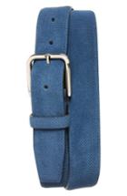 Men's Canali Perforated Suede Belt - Bright Blue