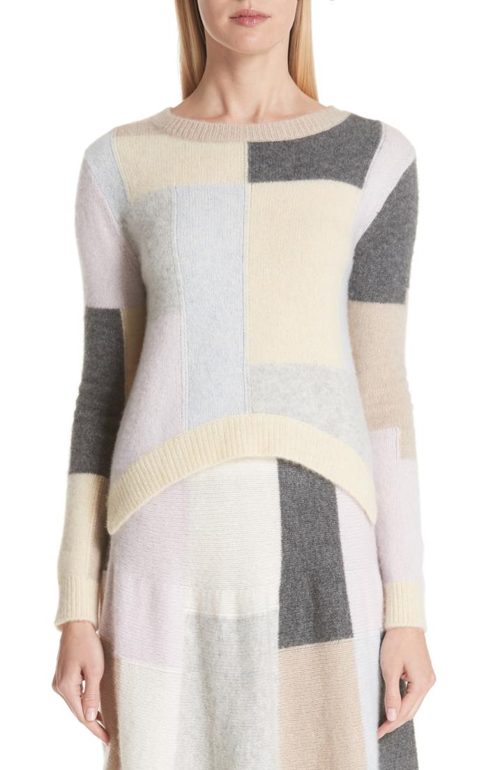 Women's Adam Lippes Patchwork Cashmere & Silk Sweater