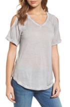 Women's Caslon Cold Shoulder V-neck Tee, Size - Grey