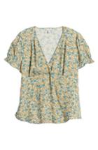 Women's Hinge Print Surplice Popover Blouse, Size - Yellow