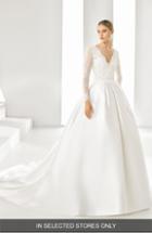 Women's Rosa Clara Drue V-neck Pleated Ballgown, Size - Ivory