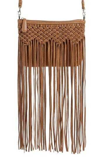 Ten79la Fringe Woven Calfskin Leather Crossbody Bag - Brown