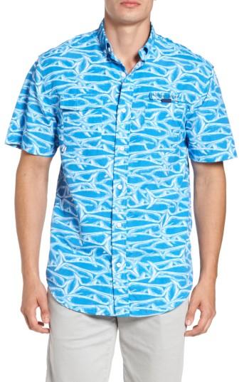 Men's Vineyard Vines Harbor Brushed Marlin Fishing Shirt - Blue