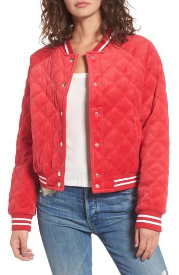 Women's Juicy Couture Quilted Velour Bomber Jacket - Pink