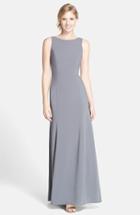Women's Dessy Collection Crepe Trumpet Gown - Grey