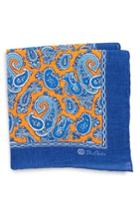 Men's David Donahue Paisley Linen Pocket Square, Size - Orange