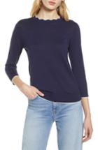 Women's Halogen Scallop Neck Sweater, Size - Blue