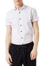Men's Topman Slim Fit Confetti Print Shirt, Size - White