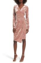 Women's Leith Ruched Velour Wrap Dress - Pink