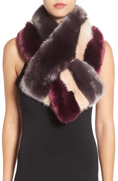Women's Ted Baker London Stripe Faux Fur Scarf