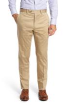 Men's Jb Britches Flat Front Solid Stretch Cotton Trousers R - Beige