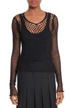 Women's Junya Watanabe Long Sleeve Mesh Top, Size - Black