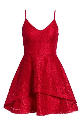 Women's Speechless Lace Fit & Flare Dress - Red