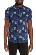 Men's Ted Baker London Satfeel Slim Fit Print Shirt (xxl) - Blue