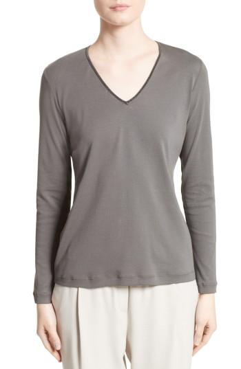 Women's Fabiana Filippi Embellished Jersey Top Us / 42 It - Grey