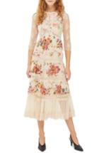 Women's Topshop Lace Tier Floral Midi Dress Us (fits Like 0) - Ivory