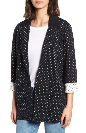 Women's J.crew Dot Jacquard Sweater Blazer, Size - Blue