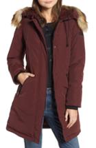 Women's Sam Edelman Faux Fur Trim Down Jacket - Red