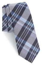 Men's Calibrate University Plaid Silk Blend Skinny Tie, Size - Blue
