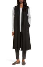 Women's Eileen Fisher Long Boiled Wool Vest, Size - Black
