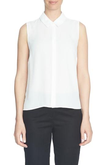 Women's Cece Sleeveless Crepe Blouse - White