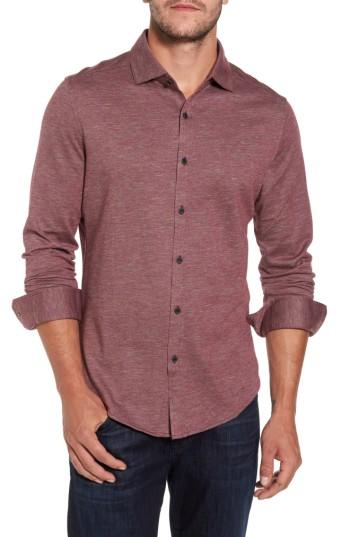 Men's Bugatchi Regular Fit Pique Knit Sport Shirt - Red