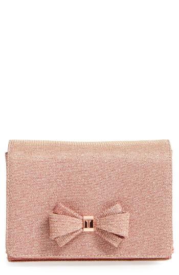 Ted Baker London Glitter Bow Clutch - Metallic