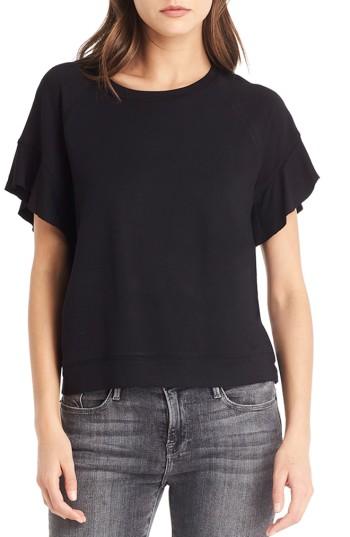 Women's Michael Stars Flutter Sleeve Sweatshirt - Black
