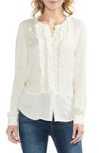 Women's Vince Camuto Ruffle Front Button Up Top, Size - White
