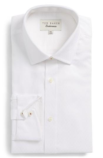 Men's Ted Baker London Catria Trim Fit Geometric Dress Shirt 32/33 - White