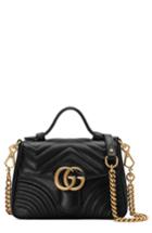 Gucci Marmont 2.0 Leather Top Handle Bag - Black