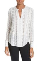 Women's Rebecca Taylor Embroidered Silk Chiffon Top - White