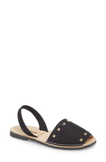 Women's Solillas Pyramid Stud Flat Sandal Us / 40eu - Black