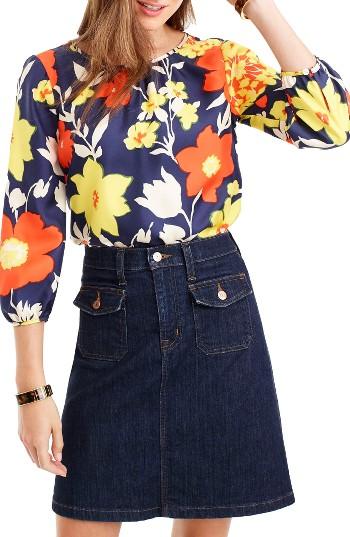 Women's J.crew Vintage Floral Silk Top