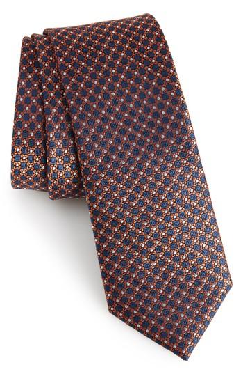 Men's The Tie Bar Floral Network Silk Skinny Tie, Size - Orange
