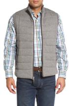 Men's Peter Millar Quilted Wool & Cotton Full Zip Vest - Grey
