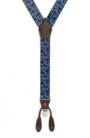 Men's Nordstrom Men's Shop Paisley Suspenders, Size - Navy/ Blue