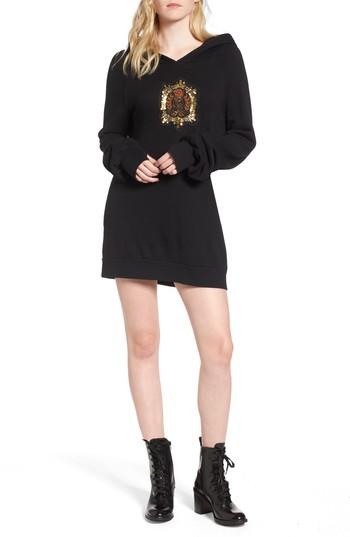 Women's Pam & Gela Crest Patch Sweatshirt Dress - Black